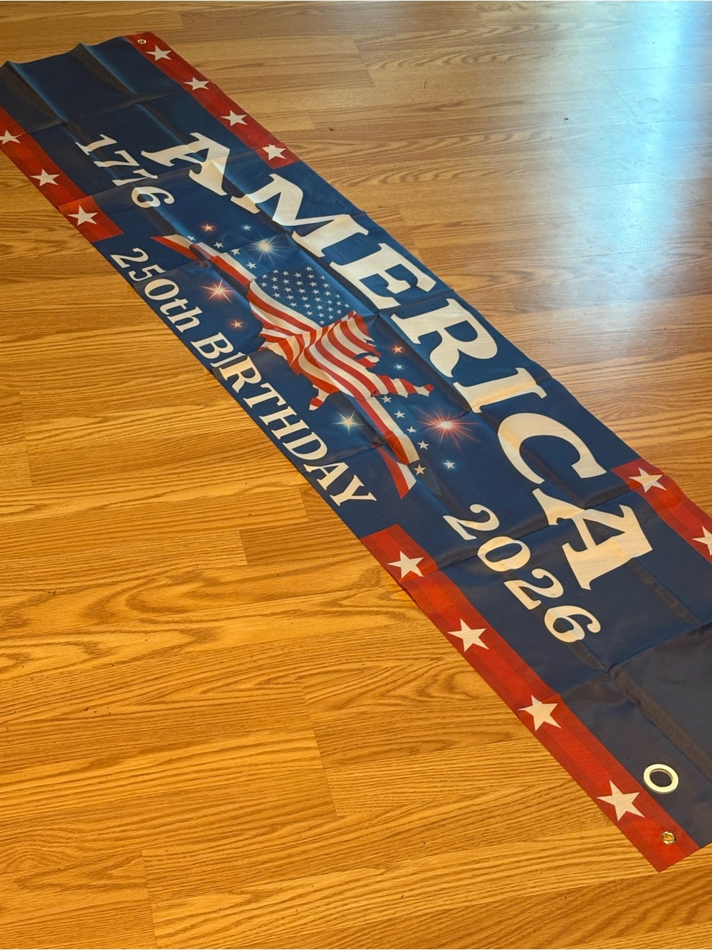 Patriotic "America 250th Birthday 2026" Outdoor Banner - Red, White & Blue